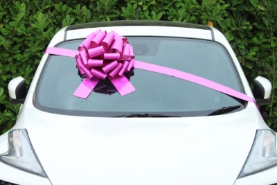 MEGA Giant Car Bow (42cm diameter) with 6m Ribbon - HOLOGRAPHIC PINK